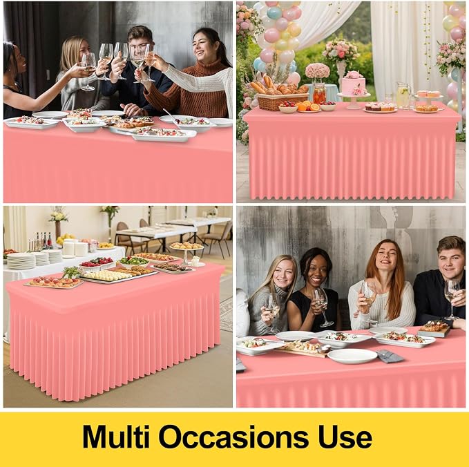 Smiry Spandex Elastic Fitted Table Cloth Skirt for 4FT Rectangle Table - Image 7