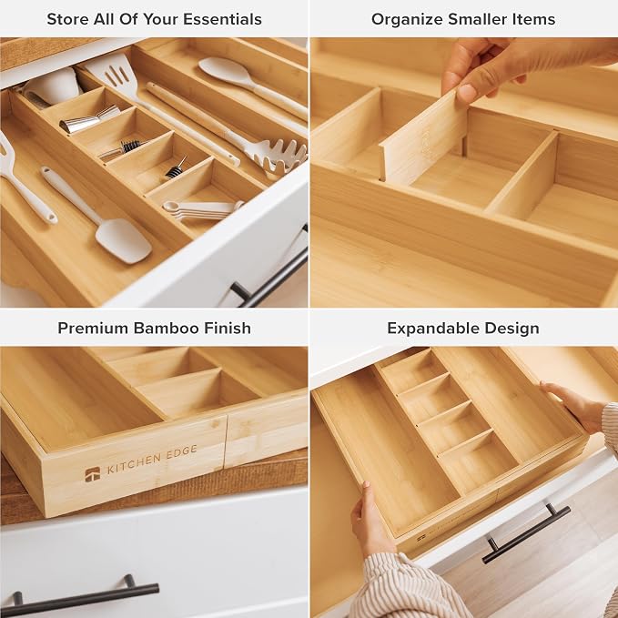 KitchenEdge Silverware & Utensil Organizer Bundle, 18-33in & 16-28in - Image 7