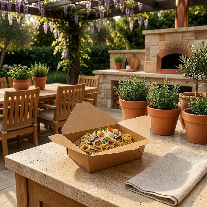 Restaurantware Bio Tek 8.5 x 6.3 x 2.5 Inch Food Containers 50 Durable Noodle Boxes - Disposable Sustainable Kraft Paper 17-Ounce Takeout Boxes Rectangle For Takeouts Or Picnics - Image 4