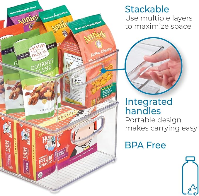 iDesign Stackable Storage Bin with Handles, Clear | Organize Pantry, Fridge, or Freezer, Made in USA - Image 3