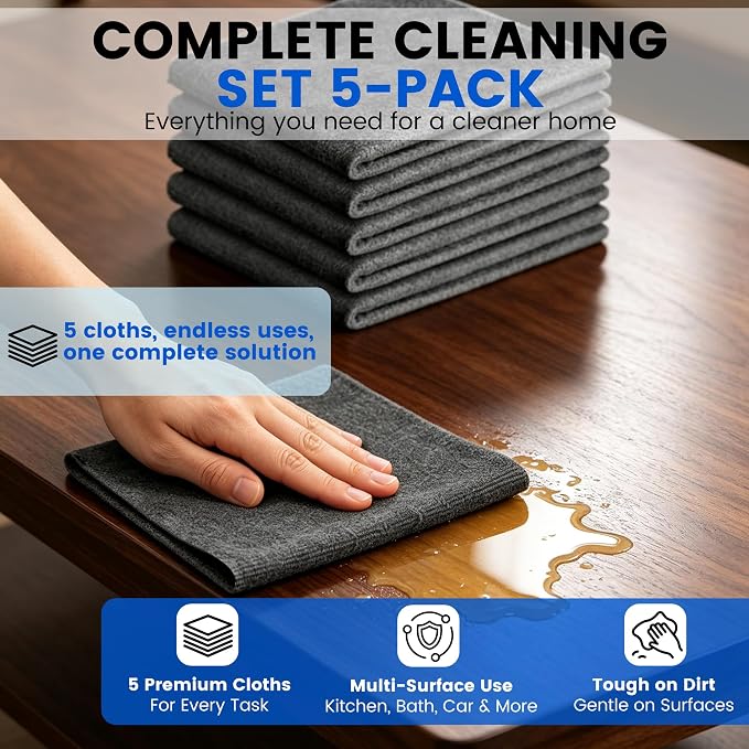 Jiexily Thickened Magic Cleaning Cloth, Upgraded Microfiber Towels, 5 Pack - Image 6