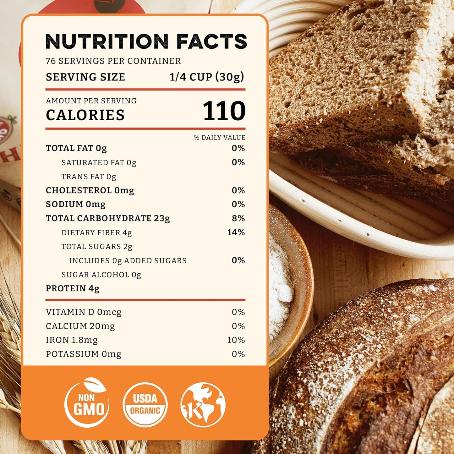 Sunrise Flour Mill Organic Heritage Whole Wheat Flour - 2 lbs | Easier to Digest with Less Bloating | No Bleaching or Bromating | Zero Additives