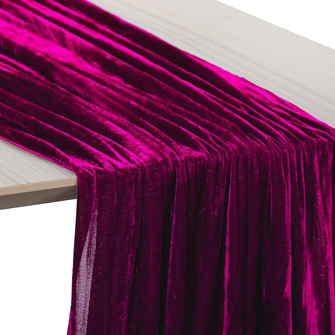 MDS® Pack of 20 | Wine | Velvet Table Runner 20 x 120 Inches 10ft Long Luxurious Soft Romantic Wedding Runners for Party Reception Bridal Shower Birthday Banquets Dinner Table Decoration - Image 5