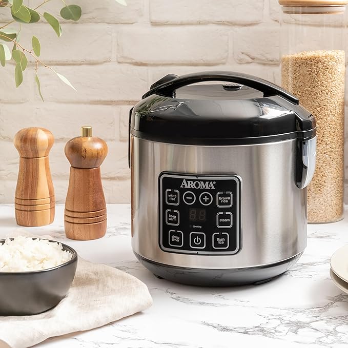 AROMA Digital Rice Cooker, 4-Cup (Uncooked) / 8-Cup (Cooked), Steamer, Grain Cooker, Multicooker, 2 Qt, Stainless Steel Exterior, ARC-914SBD - Image 8