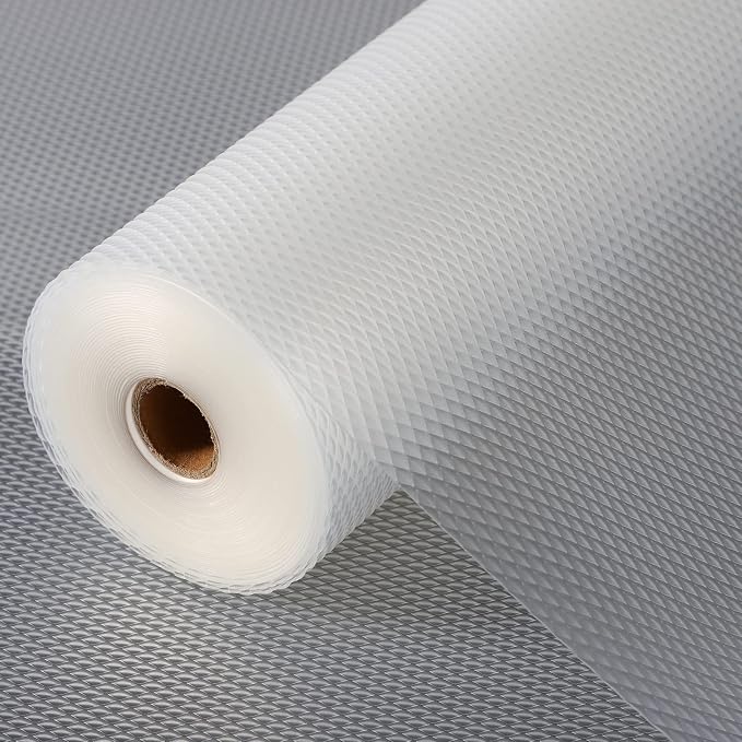Anoak Shelf Liner Non-Slip Drawer Liner for Kitchen, Non Adhesive Cabinet Liner 12 Inch x 15 FT(180 Inch) Waterproof Refrigerator Liners for Kitchen Drawer, Bathroom Shelves Diamond Pattern Clear by ANOAK