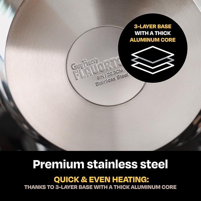 Guy Fieri's Flavortown 10.3" Stainless Steel Frying Pan, Tri-Ply Base - Image 4