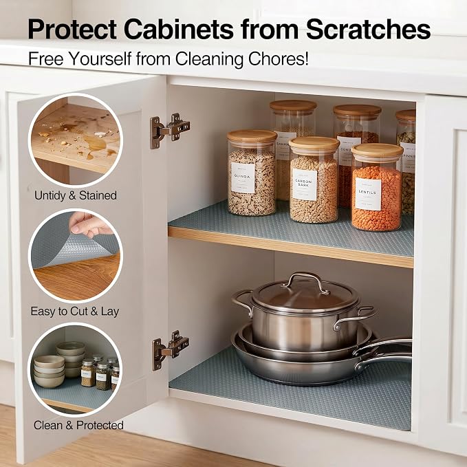 FLPMIX Shelf Liner for Kitchen Cabinets: Waterproof Drawer Liner 12" x 120" - Image 2