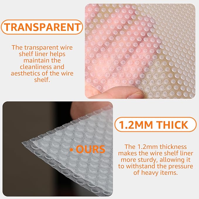 PABUSIOR Thicken Wire Shelf Liner: Transparent 11.5" W x 157" L Easy to Cut - Image 4