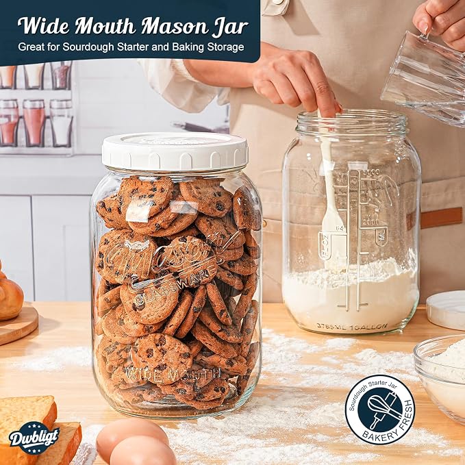 2 Pack Wide Mouth Mason Jars with Airtight Lid and Silicone Gasket | 1 Gallon Large Glass Containers for Food Storage like Flour Sugar, Sun Tea, Kombucha, Refrigerator Safe Fermentation Jar - Image 8