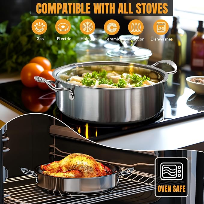 Stainless Steel pots and pans set, 6 PCS Nonstick Induction Cookware Set - Image 5