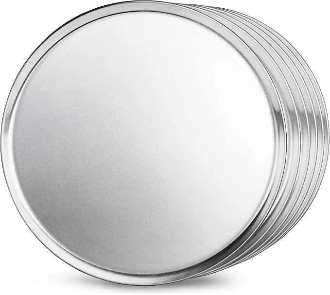New Star Foodservice Restaurant-Grade Aluminum Pizza Pan, Baking Tray, Coupe Style, 16-Inch, Pack of 6 - Image 3