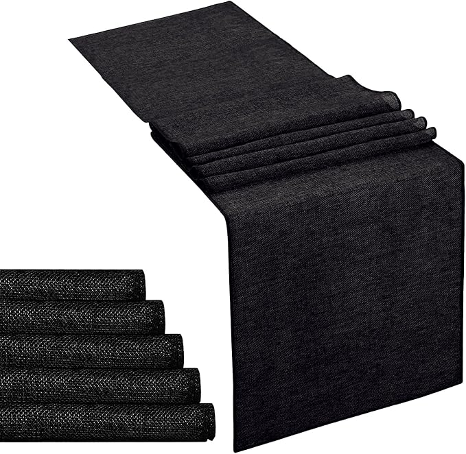 6 Pack Black Burlap Table Runners Jute Table Linens 13x84 inch by LuoluoHouse