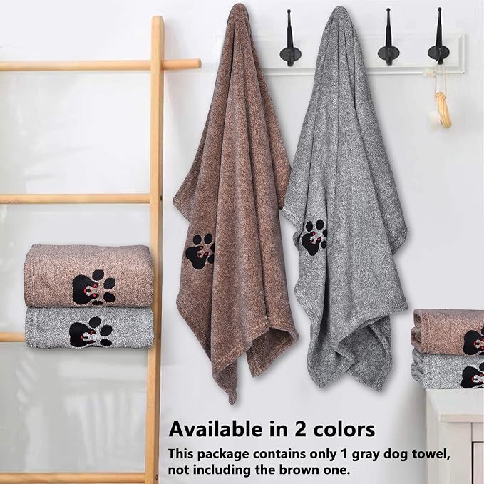 Dogvingpk Dog Towels for Drying Dogs - Super Absorbent Soft Quick Dry Microfiber Pet Bath Towel for Medium & Small Dogs, 36 * 28 Inch Grey - Image 3