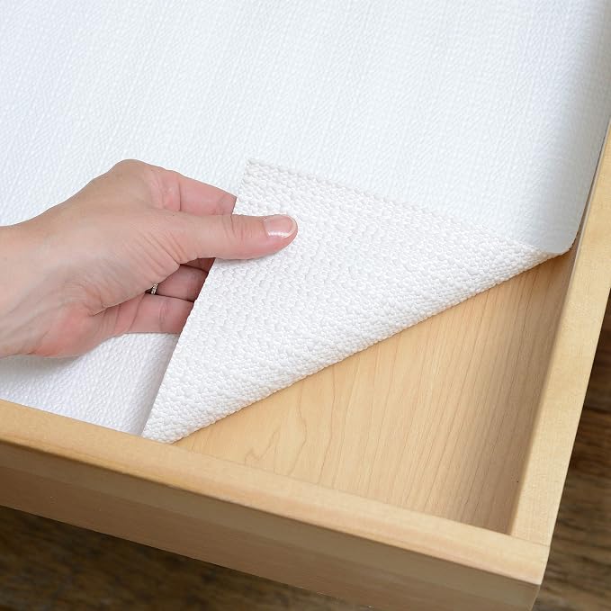 Con-Tact Brand Grip Prints Shelf Liner, Durable and Non-Adhesive Liners, Non-Slip Drawer and Cabinet Liner, 18" x 4', White, Pack of 1 Roll - Image 4