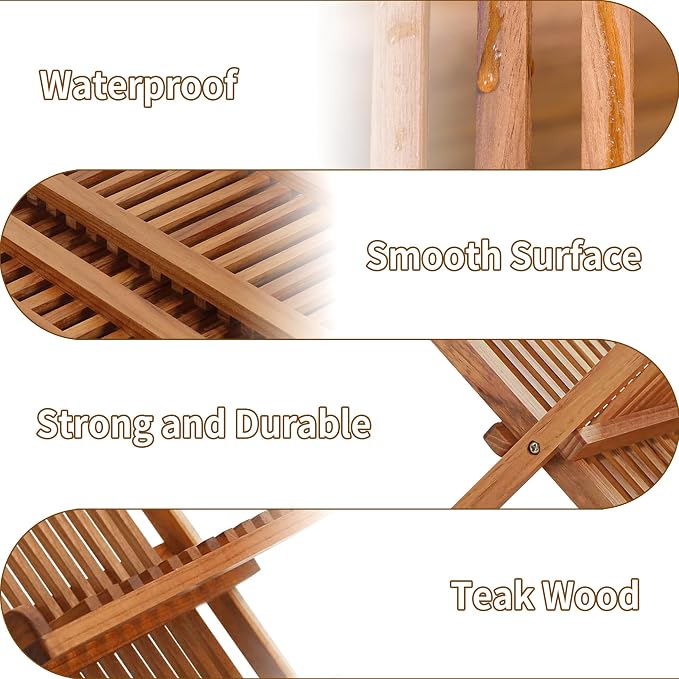Utoplike Teak Wood Dish Drying Rack, Foldable Plate Organizer Countertop - Image 6