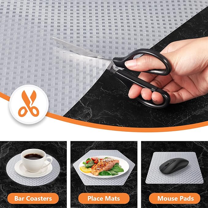 Shelf Liners for Kitchen Cabinets Non Adhensive, Clear 17.5"× 78.7" - Image 3