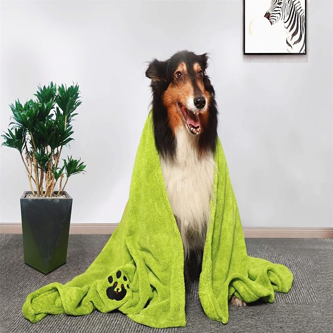 Dogvingpk Extra Large Dog Towels for Drying Dogs - Super Absorbent Soft Quick Dry Microfiber Pet Bath Towel for Large & Medium Dogs, 55 * 36 Inch Green - Image 7