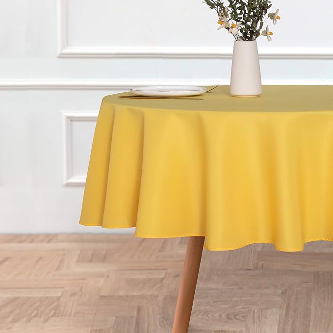 sancua Round Tablecloth 70 Inch Fits 20-58 Inch Tables, Yellow - Image 2