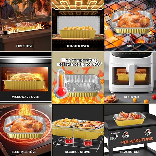 30-Pack 9x13 Gold Aluminum Foil Pans | Heavy Duty Half Size Baking Pan - Image 6