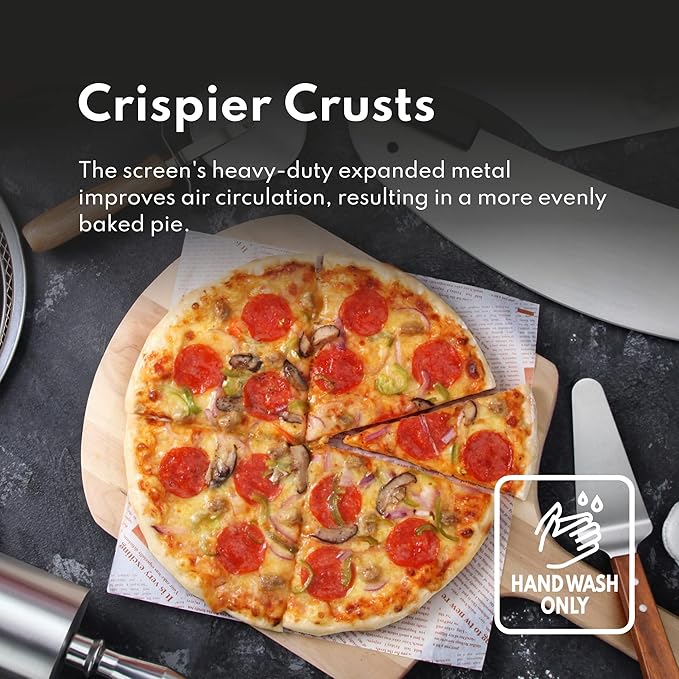 New Star Foodservice Restaurant-Grade Seamless Aluminum Pizza Baking Screen, 14 Inch, Pack of 6 - Image 5