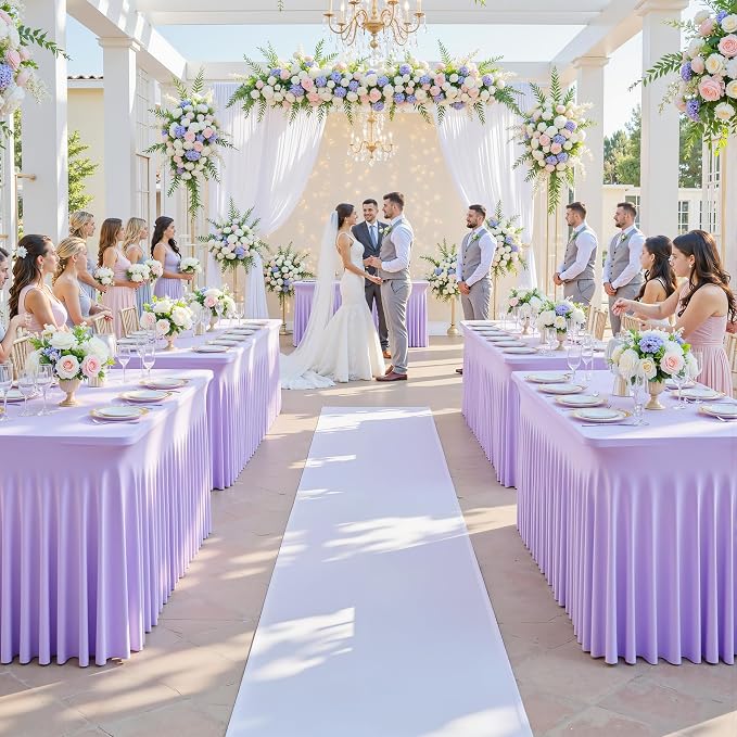 gogoparti 8 Pack Spandex Purple Fitted Table Cloth for 6ft Rectangle Tables Purple Stretch Tablecloth Table Covers Skirt Banquet Wrinkle Free Tablecloths for Parties Wedding - Image 9
