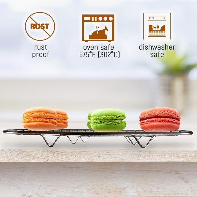 KITCHENATICS Stainless Steel Cooling, Baking & Roasting Racks - Heavy Duty Wire Metal Racks, Oven, Grill & Dishwasher Safe (2 Pack - 1 for Half Sheet Pans & 1 for Quarter Sheet Pans) - Image 7
