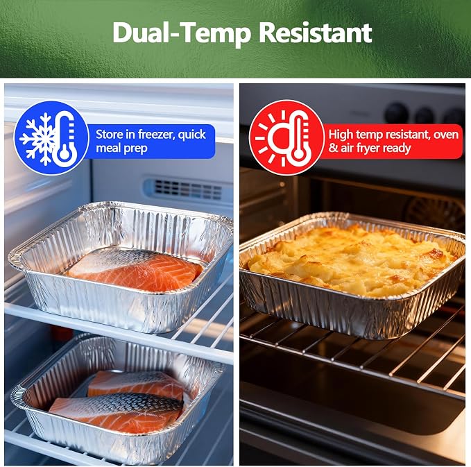 Thickened 50 Pack Heavy Duty Aluminum Pans, 8x8 Small Disposable Aluminum Baking Pans, Square Tin Foil Roasting Tray for Cooking, Meal Prep, Catering, Events, Carton Packaging - Image 6