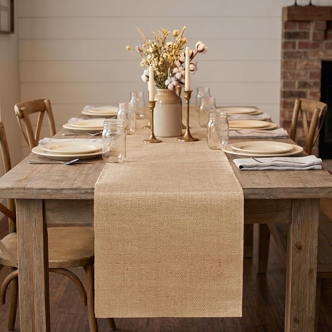 12" x 11 Yards Burlap Table Runner Roll with Finished Edges - Image 2