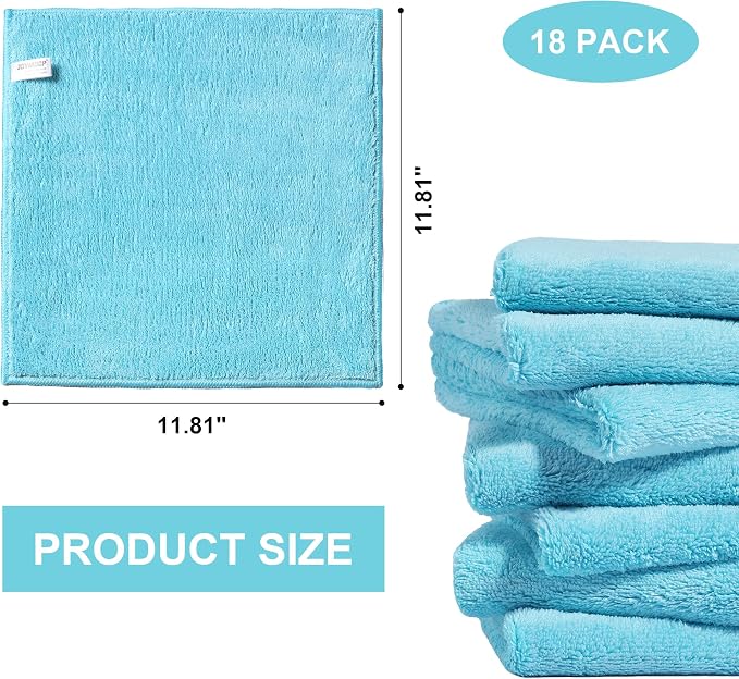 JOYMOOP Microfiber Cleaning Cloths Cyan, 11.8" x 11.8" Kitchen Towels – Reusable Cleaning Rags, Lint-Free, Super Absorbent Cleaning Cloths for Kitchen, Car, and Household Cleaning - Image 4