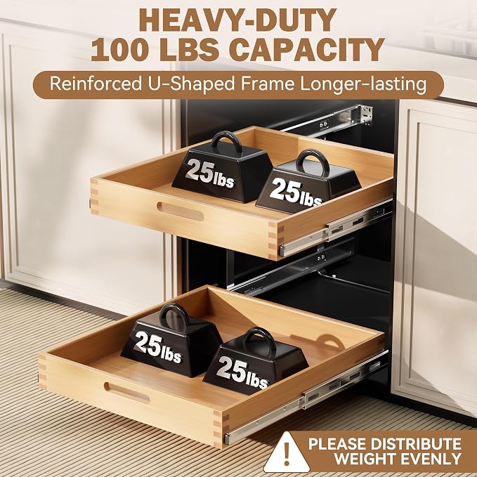 2 Tier Pull Out Drawers for Cabinets 21"W x 21"D, Farmeless&Farme - Image 5