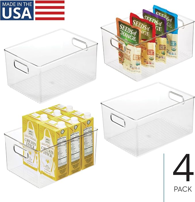 iDesign Pantry Organizer Bins with Handles, Set of 4, Clear - Image 2