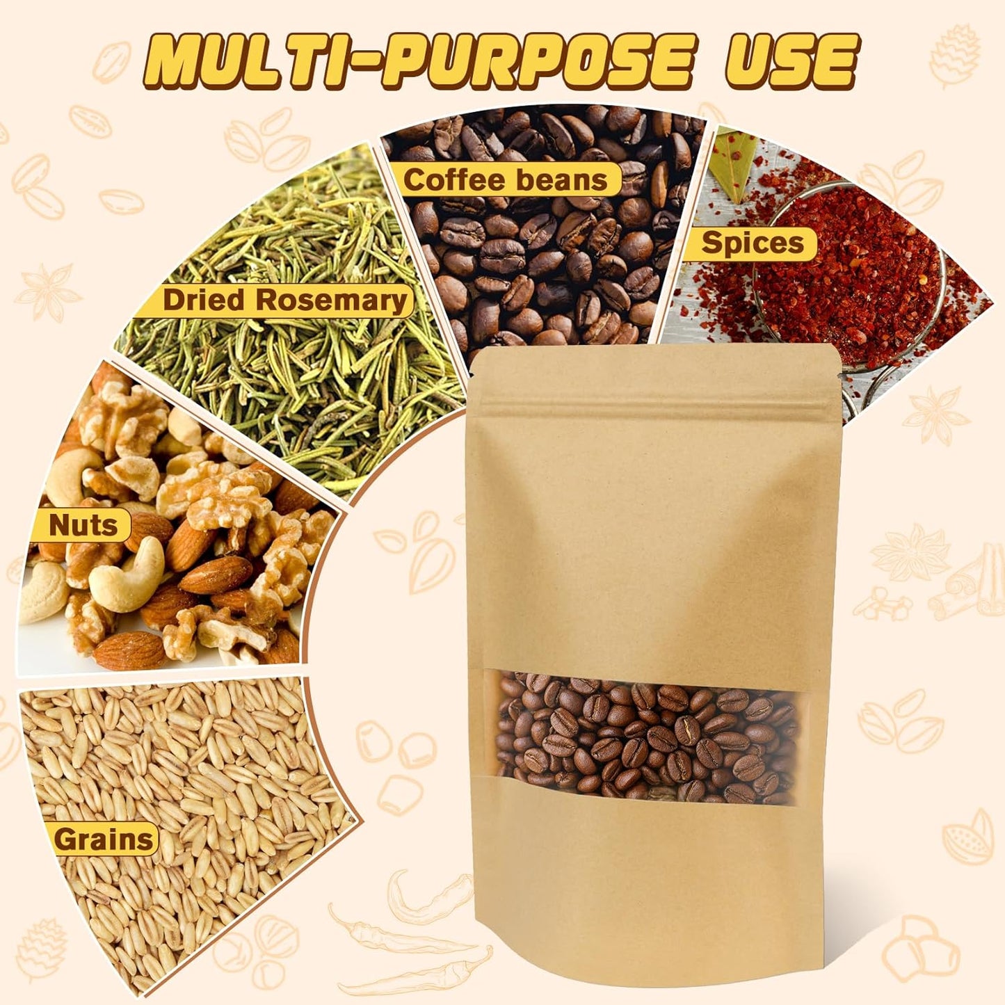 Jetmore-50pack-Smell-Proof-Bag, Zip Lock Pouches with Window, Resealable Bags for Small Business, Small Sealable Bags for Packaging Snack, Coffee, Spice, Candy, Trail Mix, Wax, Mylar Bags 3.5