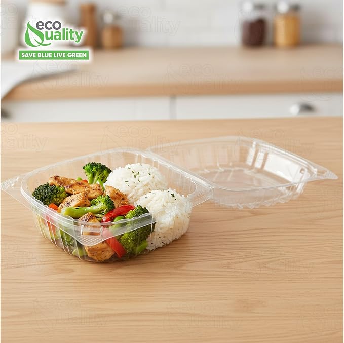 [300 PACK] 6x6 Clear Plastic Clam Shell Take Out Food Container - Take out, Salad, Sandwich, Fruits, Polypropylene, Restaurant Supplies, Bidodegradable, Recyclable, Heavy Duty (6 x 6 inches) - Image 7