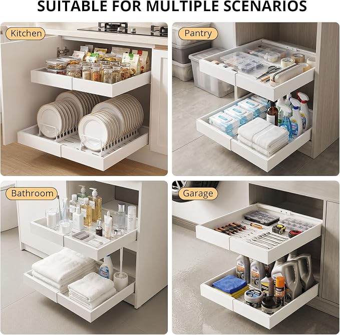 DOMNIU 2 Pack Pull Out Cabinet Organizers Expandable Width (12.4''-20.27'') - Image 6