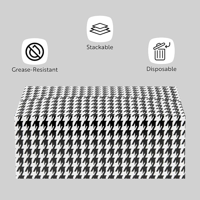 Restaurantware Takeout Lunch Box 100 Count 47 Ounce Paper Food Delivery Container Greaseproof Secure Closure Box Black Houndstooth Design 7.01 x 4.49 x 2.76 Inch Large Capacity - Image 4