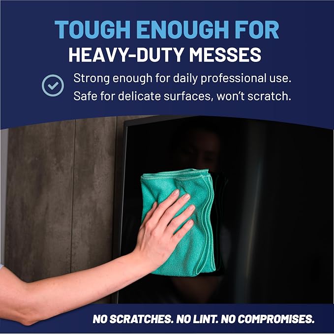 Microfiber Wholesale 16" x 16" Pro Multi Surface Microfiber Towels Bulk | Case: 216 Qty (Green) - Image 6