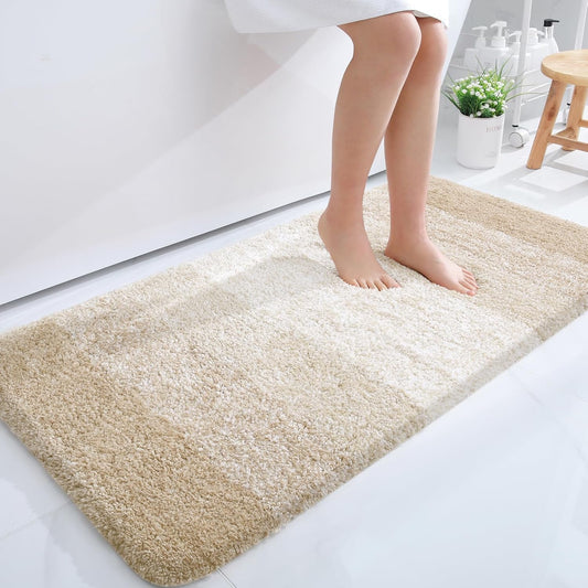 OLANLY Bathroom Runner Rugs 44x24, Extra Soft Absorbent Microfiber Bath Rugs, Rubber Backing, Quick Dry, Washable Bath Mats for Bathroom Floor, Tub and Shower, Home Decor Accessories, Light Beige