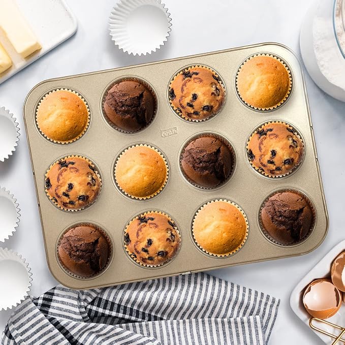 Glad Muffin Pan Nonstick - Heavy Duty Metal Cupcake Tin with Round Baking Cups, 12-Cup - Image 6