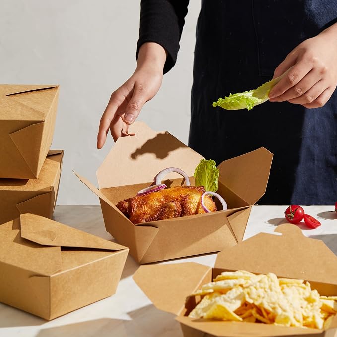 Kraft Paper To Go Boxes, Take Out Food Containers Greaseproof and Heavy Duty, Disposable To Go Containers for Restaurant, Catering and Party (75oz, 200pack) - Image 3