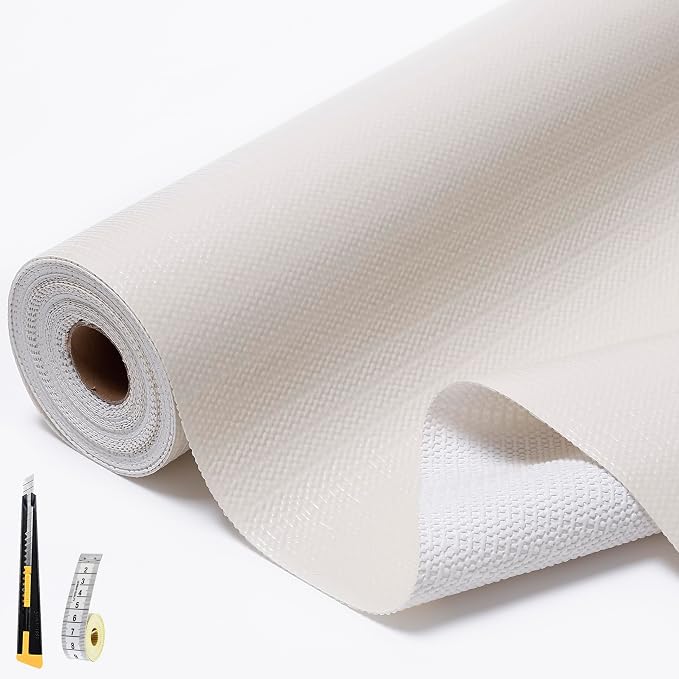 Shelf and Drawer Liners for Kitchen Cabinet,Non-Adhesive Cabinet Liners for Shelves,Non Slip Cupboard Liner Strong Grip Mats Protect Dresser,Shelf Paper-Off-White 23.6IN x 10FT by Unknown