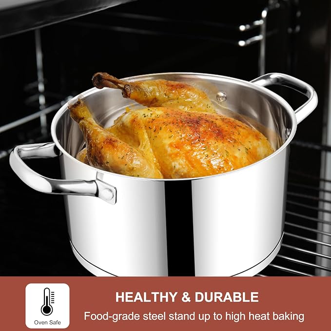 E-far Stainless Steel Stock Pot, 8 Quart Pot with Glass Lid for Soup Pasta - Image 5
