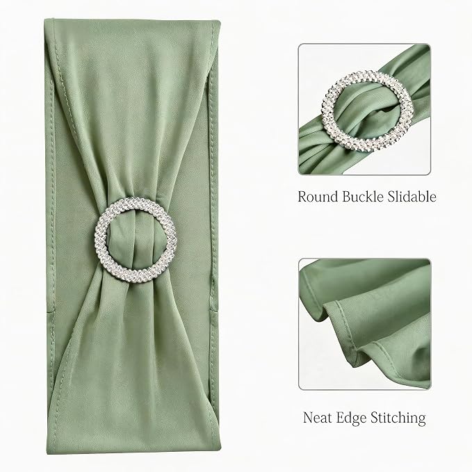 Sage Green Chair Sashes 100 Pack Spandex Chair Bands with Buckles for Wedding Party Birthday Bridal Shower Engagement Anniversary Outdoor Events Decorations - Image 4