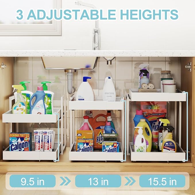 Golener 2-Tier Expandable Pull Out Cabinet Organizer, Cabinet Drawers, 21"D - Image 4