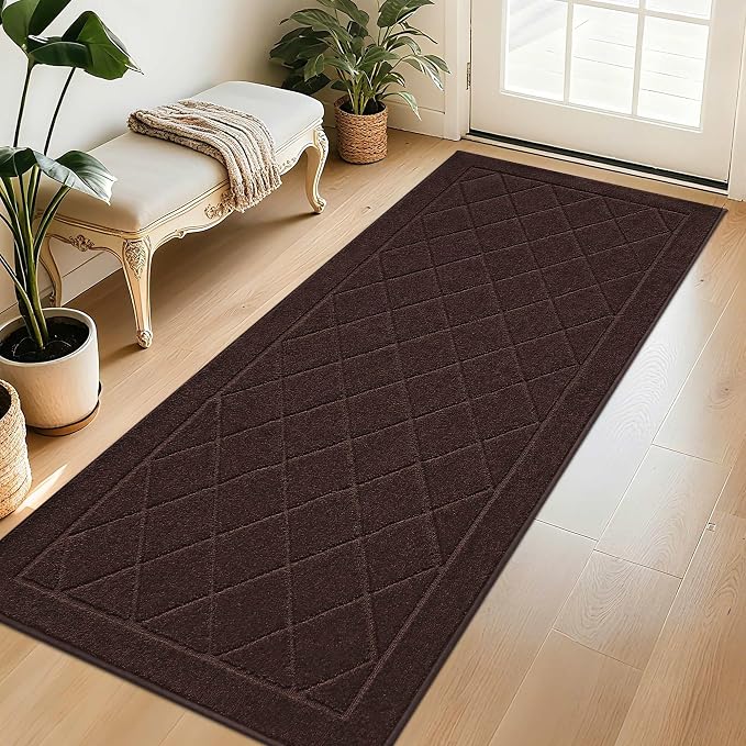 BEQHAUSE Dirt Trapper Door Mat 32" x 72", Doormat Non-Slip, Brown by BEQHAUSE
