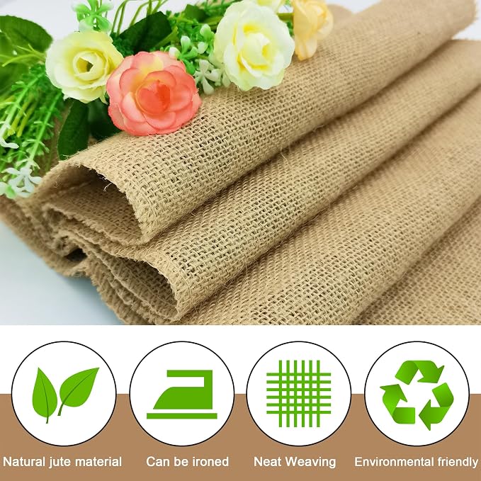 10 Pack 12 x 36 Inch Natural Burlap Table Runners,Rustic Jute Table Runner and Placemats Bulk for Western Wedding Table Decorations,Farmhouse Style Party,Holiday,Kitchen Table Decor - Image 4