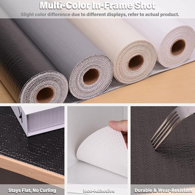 Black Drawer and Shelf Liners for Kitchen Cabinet,Non Slip Cabinet Liners for Shelves,Non-Adhesive Strong Grip Mats Protect Dresser Cupboard,Shelf Paper Easy to Clean-17.5IN x 20FT Black - Image 7