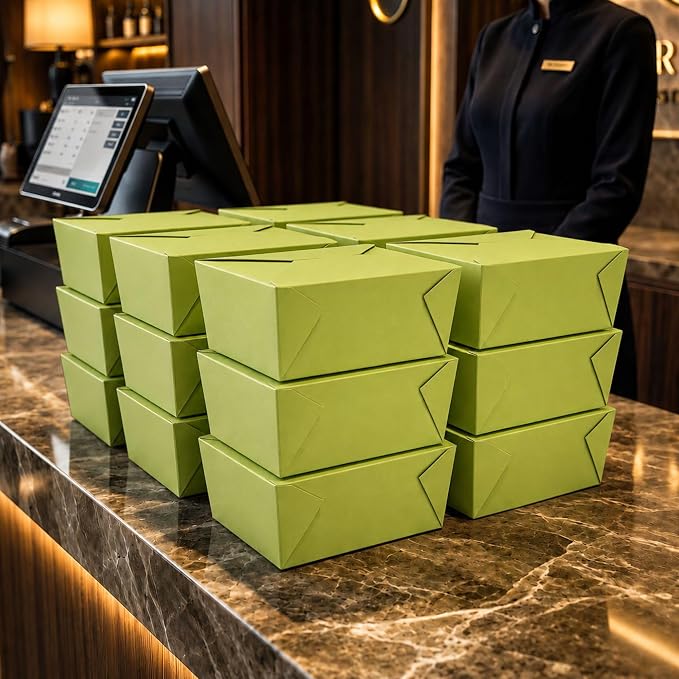 Restaurantware Bio Tek 98 Ounce Take Out Boxes 200 To Go Lunch Boxes - Tab-Lock Closure Heat-Tolerant Green Paper Disposable Lunch Boxes Greaseproof For Hot And Cold Foods - Image 5