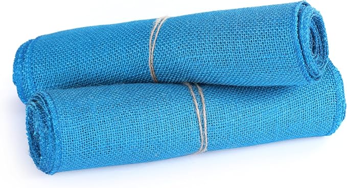 MDS® Pack of 25 Natural Burlap Table Runner, 12 x 108 Inch, Jute Rustic Farmhouse Boho Table Decor for Wedding Reception, Dining Table, Bridal Shower, Baby Shower & Party Decorations - Teal - Image 5
