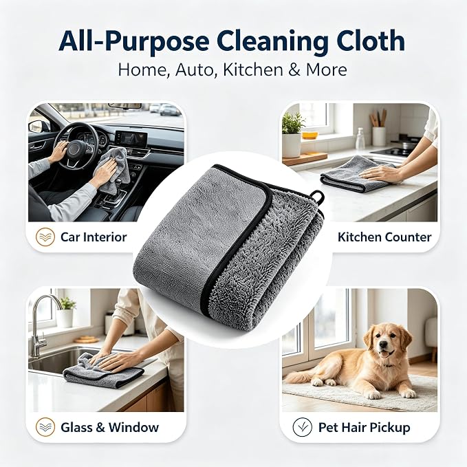 Window Cleaning Cloth XXL, 24x16 Inches Microfiber Cleaning Cloth, Reusable & Multi-Surface Cleaning Towels(2pcs) - Image 6