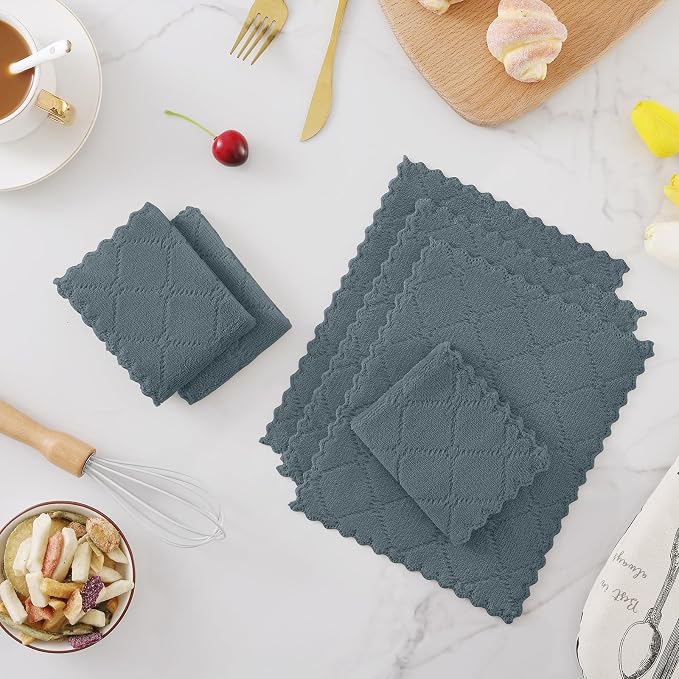 Homaxy Super Soft 16 Pack Coral Velvet Dish Cloths, 10" x 10", Dark Grey - Image 2